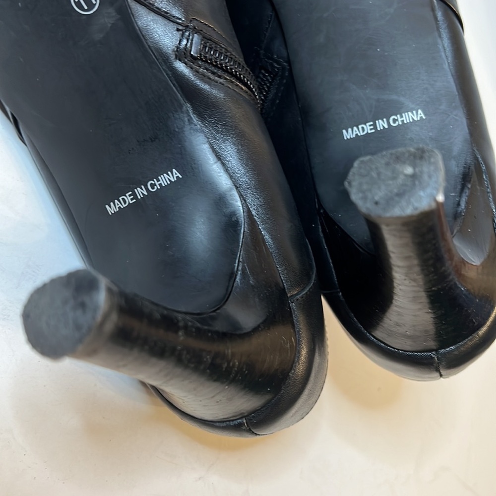 APOSTROPHE FONDA BLACK LEATHER SQUARE TOE ANKLE BOOT SZ 11 - Picture 13 of 16